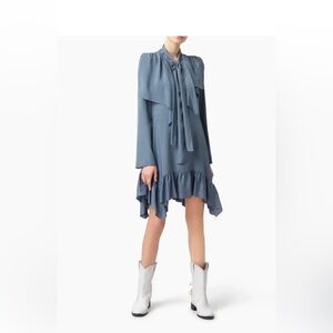 See By Chloe Ruffle Tie-Neck Long-Sleeve
Short Dress